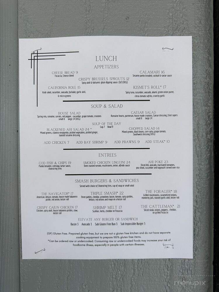 Kismet's Landing - Reedsport, OR menu_pic