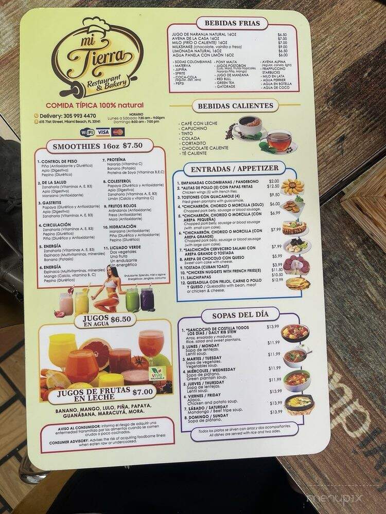 Mi Tierra Restaurant & Bakery - Miami Beach, FL menu_pic