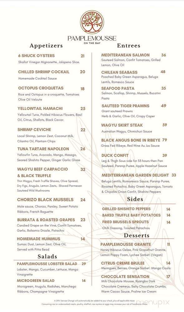Pamplemousse by the Bay - Miami Beach, FL menu_pic