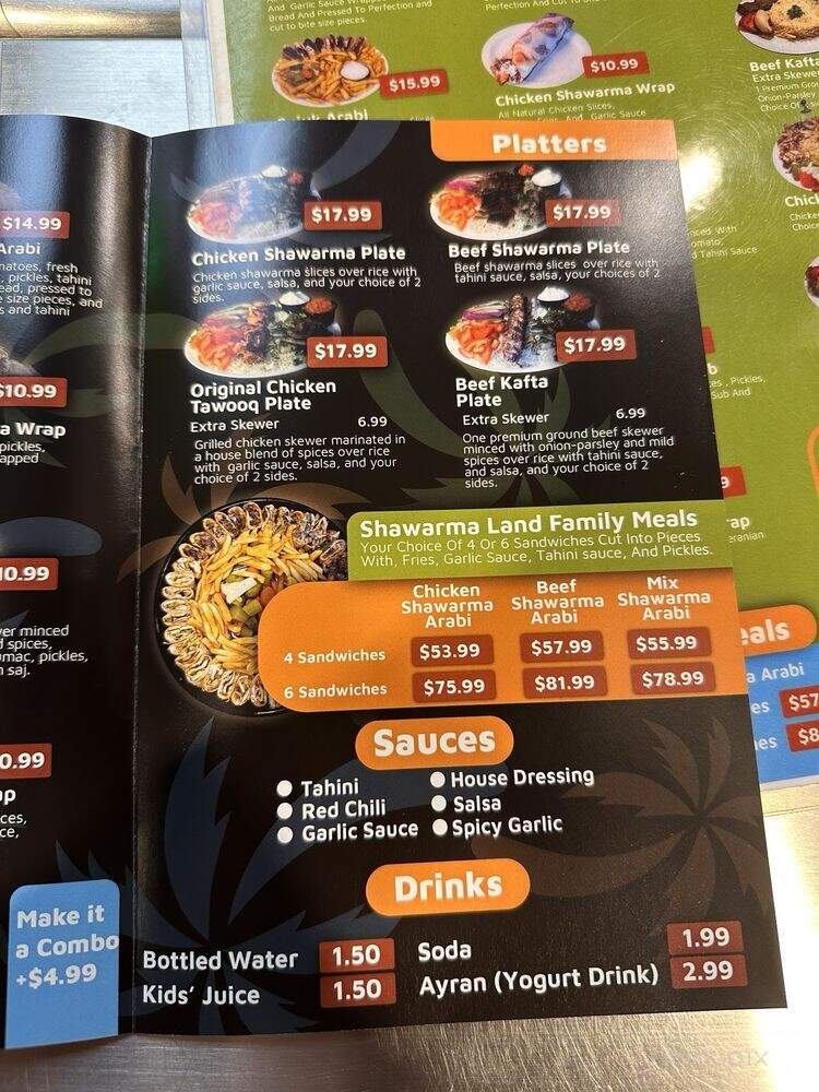 Shawarma Land - Houston, TX menu_pic