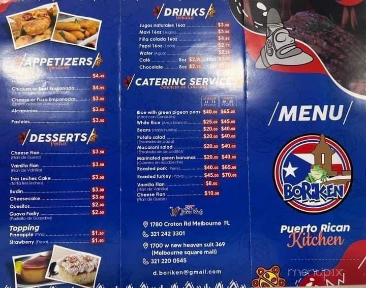 Boriken Puerto Rican Kitchen - Melbourne, FL menu_pic