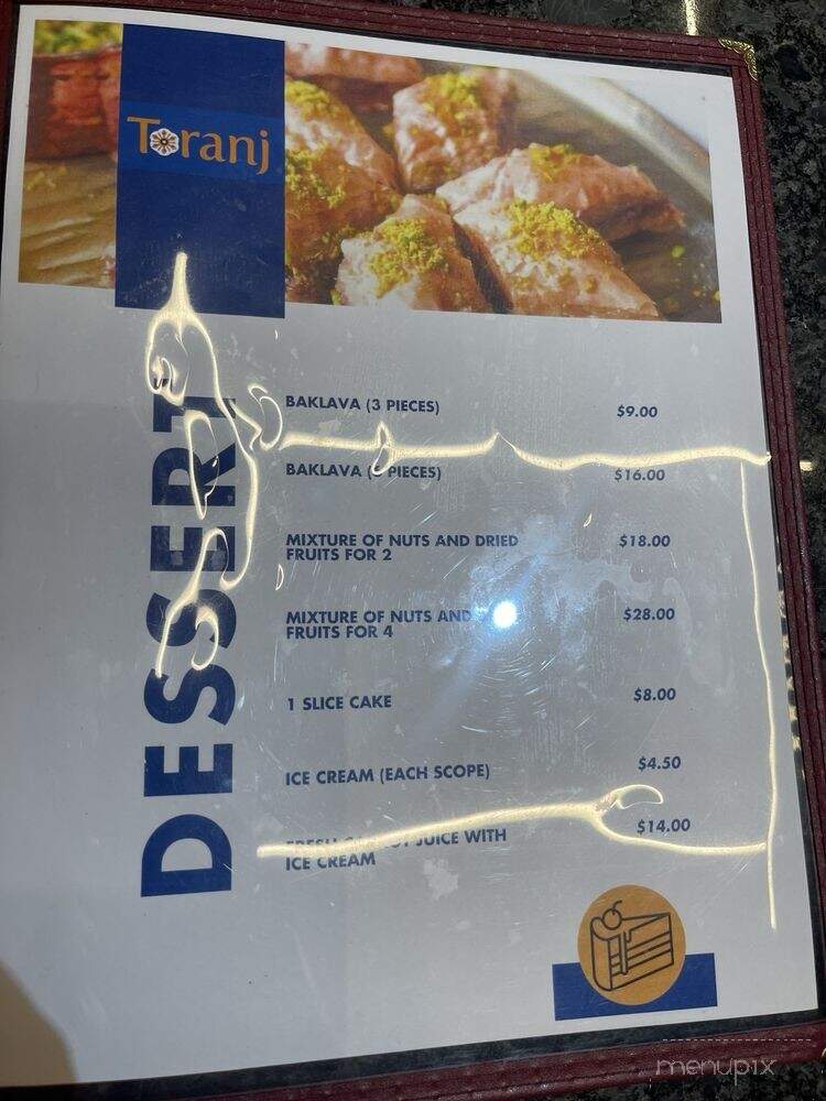 Toranj Restaurant and Banquet Hall - North York, ON menu_pic