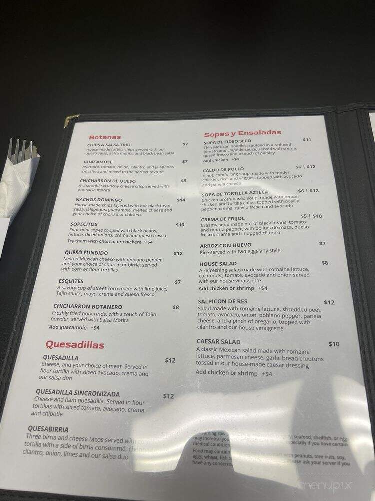 Domingo - Little Elm, TX menu_pic