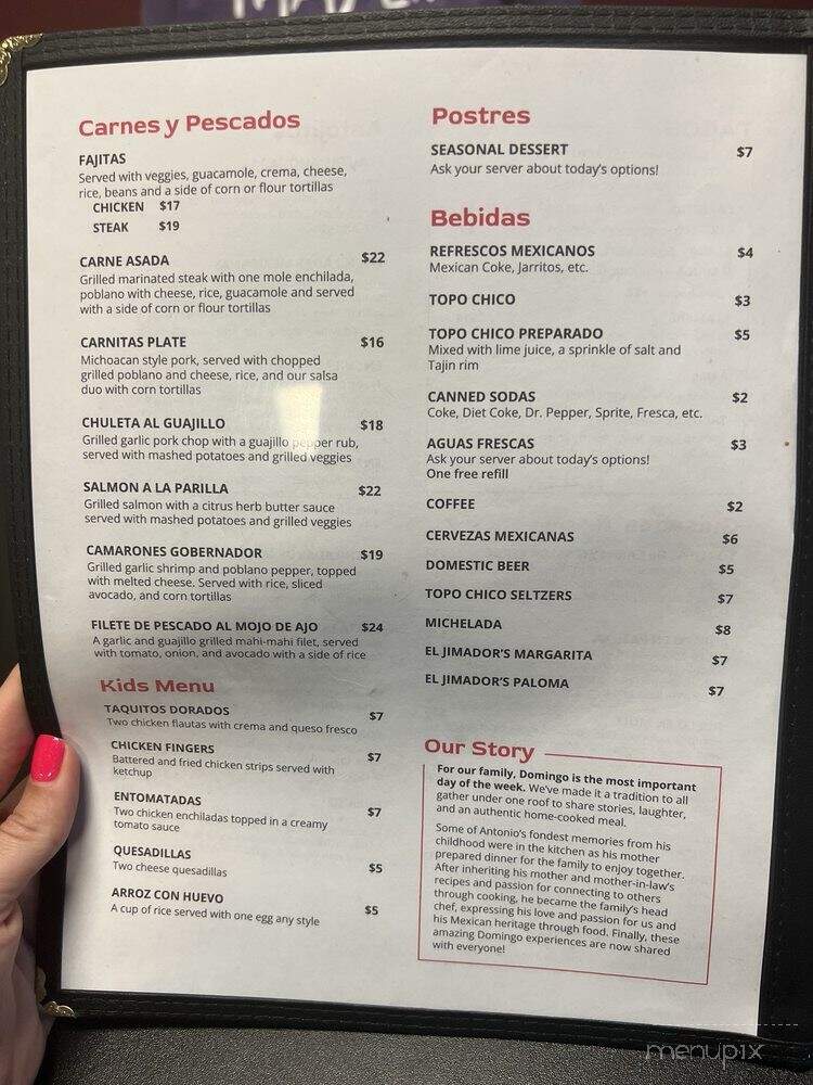 Domingo - Little Elm, TX menu_pic