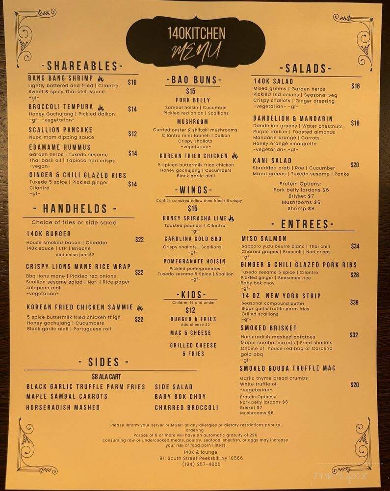 140 Kitchen - Peekskill, NY menu_pic