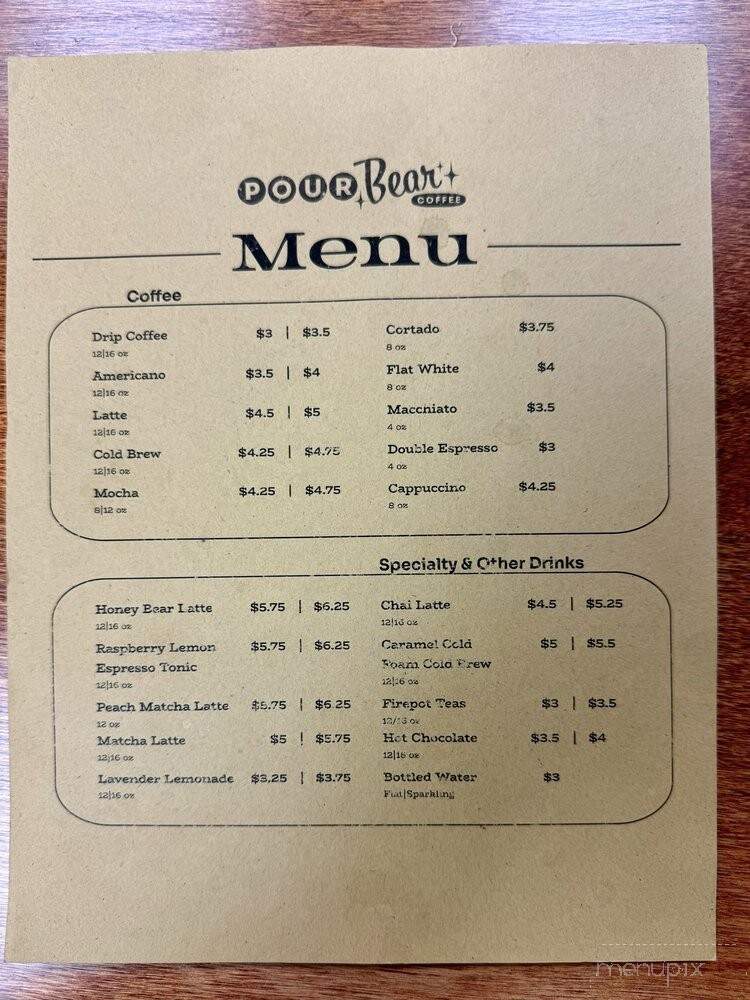 Pour Bear Coffee - Lakeland, FL menu_pic