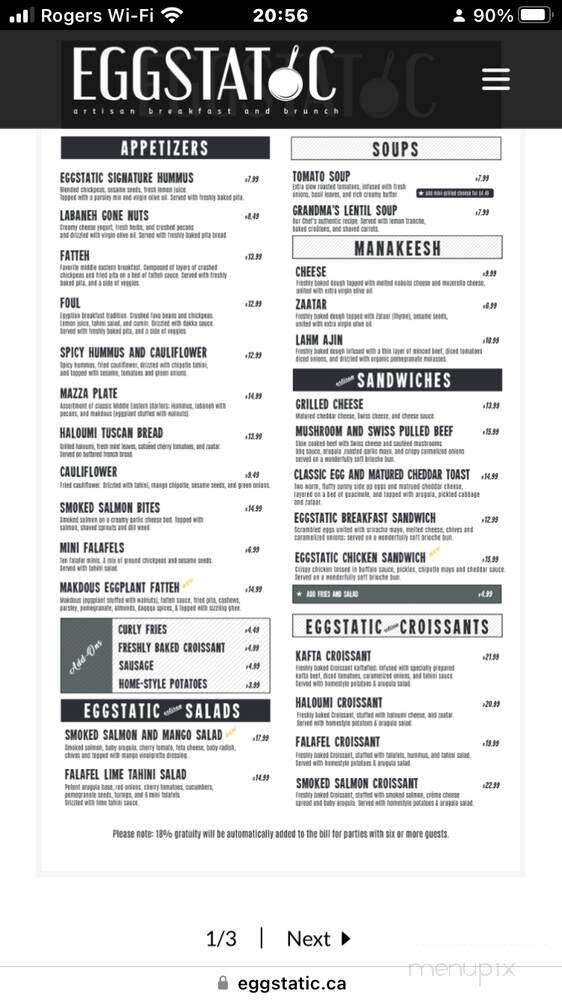 Eggstatic - Ajax, ON menu_pic