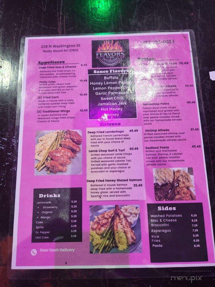 Flavors - Rocky Mount, NC menu_pic