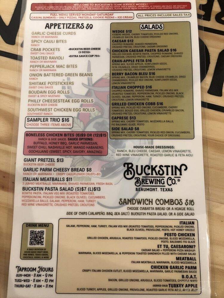 Buckstin Brewing - Beaumont, TX menu_pic