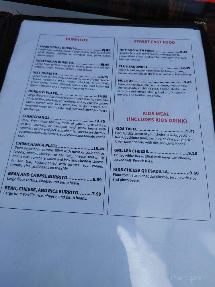 El Vencedor Mexican Food - Portland, OR menu_pic