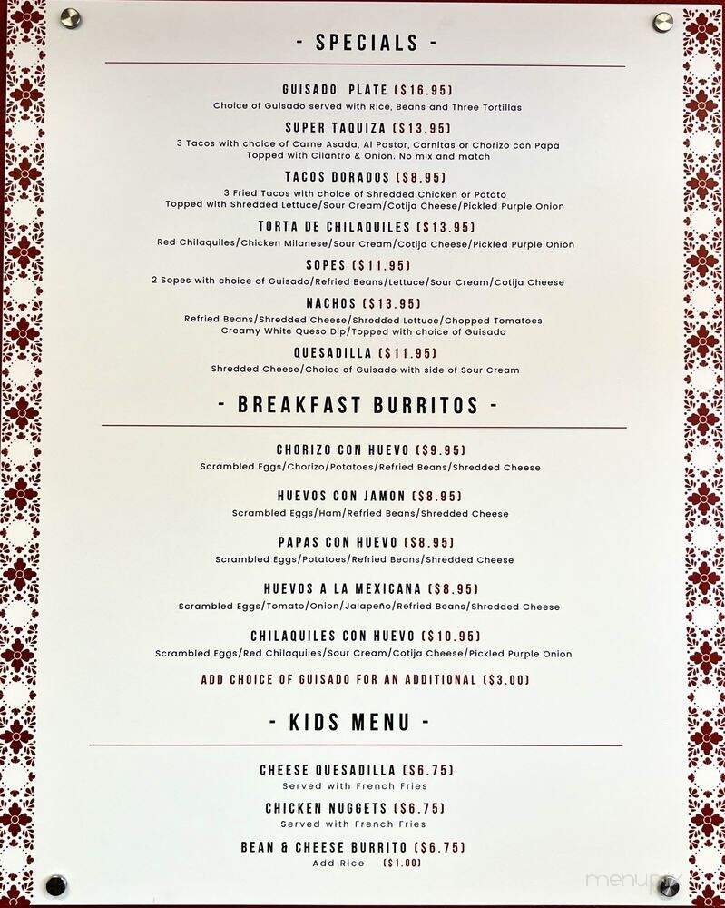 La Taquiza - Colorado Springs, CO menu_pic