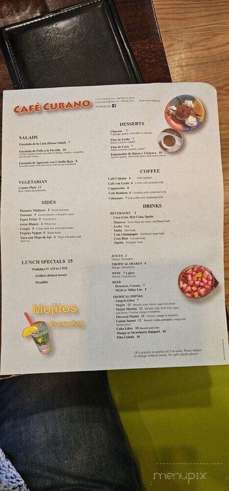 Cafe Cubano - Oak Park, IL menu_pic