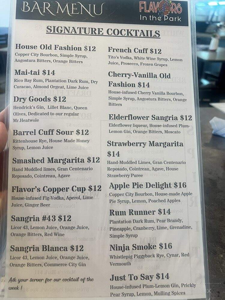 Flavors In the Park - Glendale, AZ menu_pic