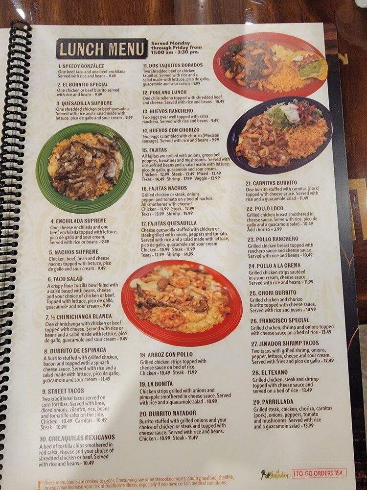 El Jimador - Knightdale, NC menu_pic