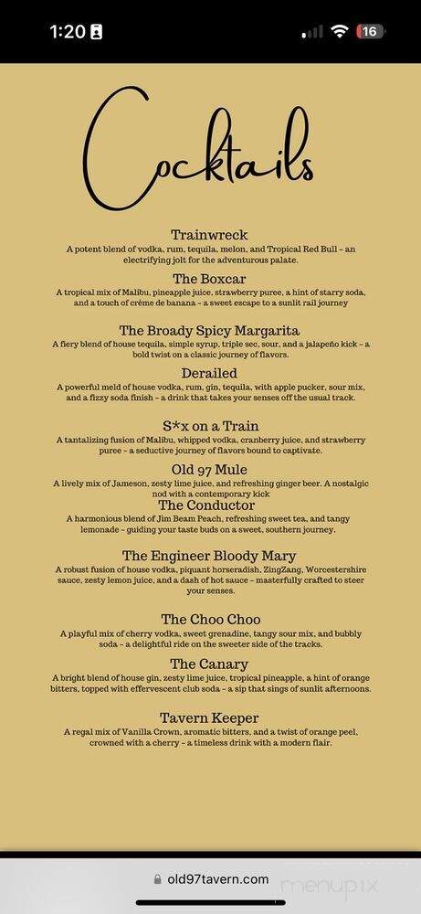 Old97Tavern - Danville, VA menu_pic