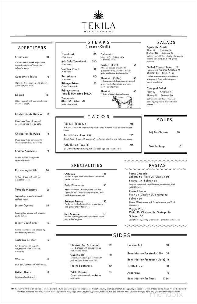 Tekila Mexican Cuisine - Memphis, TN menu_pic