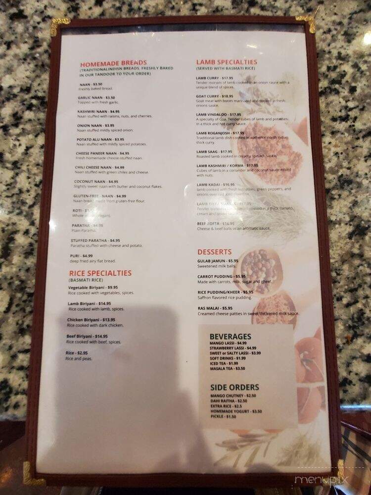 Tandoori Grill Indian Cuisine - Schertz, TX menu_pic