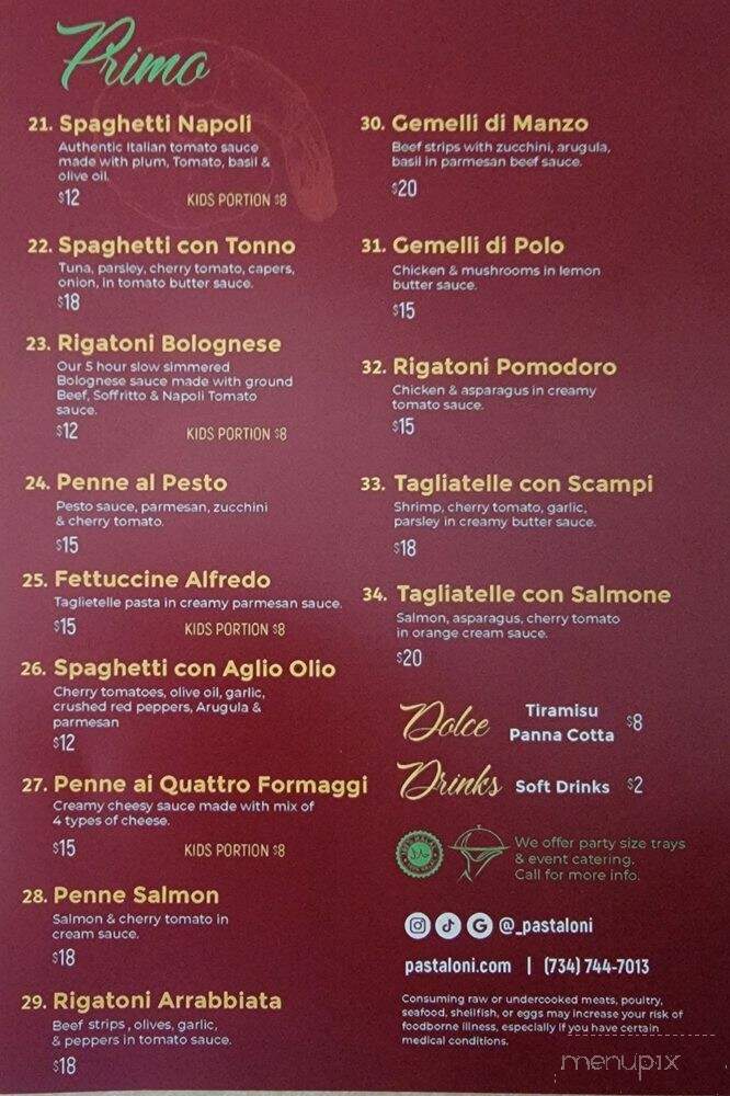Pastaloni Italian Cuisine - Garden City, MI menu_pic