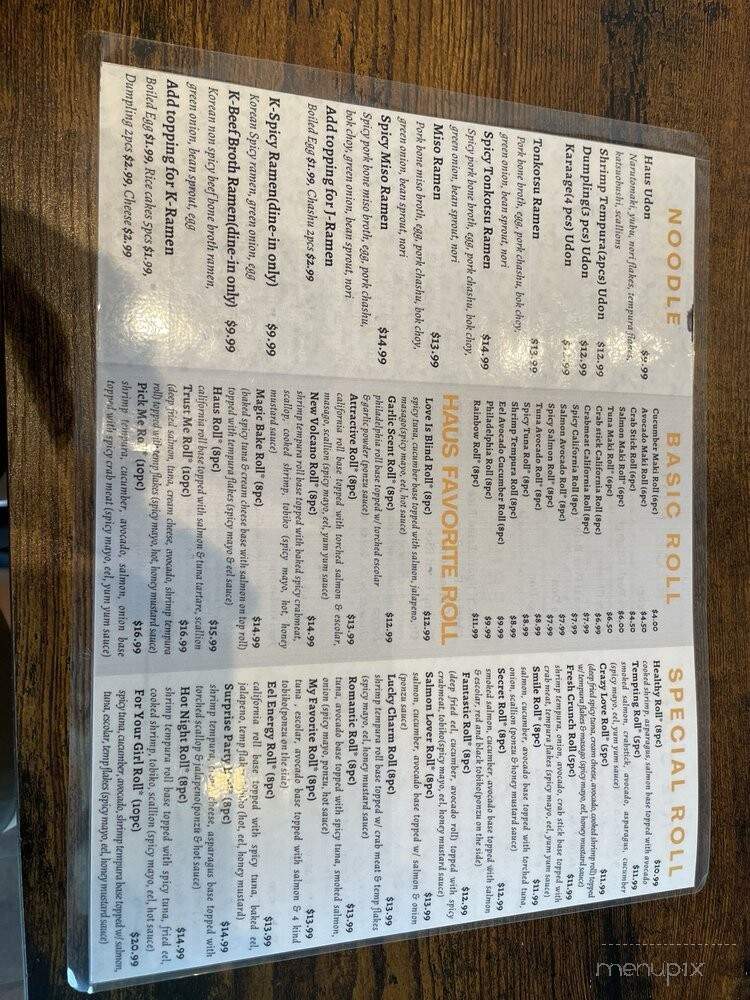 The Haus - Flowery Branch, GA menu_pic