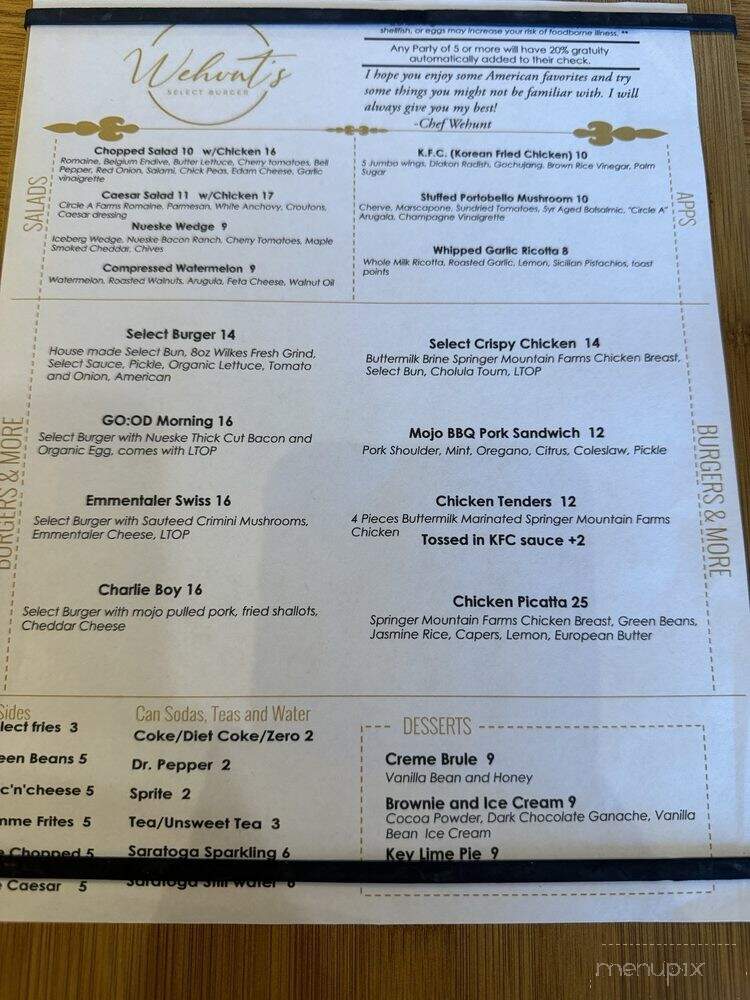 Wehunts Select Burguer - Cumming, GA menu_pic