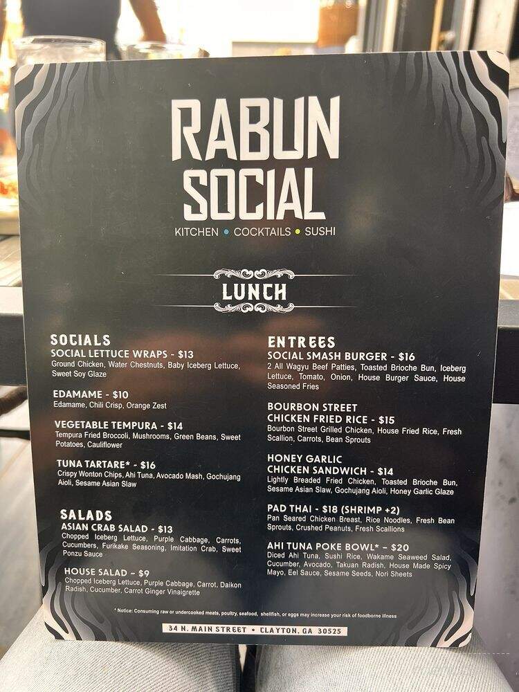 Rabun Social - Clayton, GA menu_pic