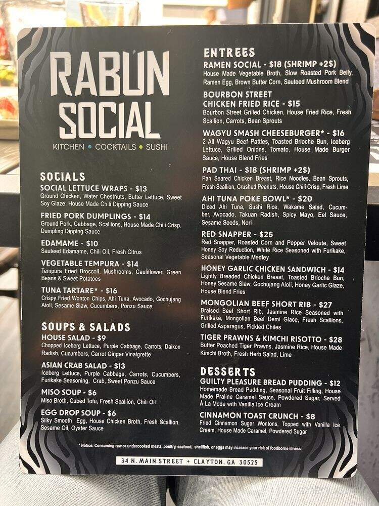 Rabun Social - Clayton, GA menu_pic