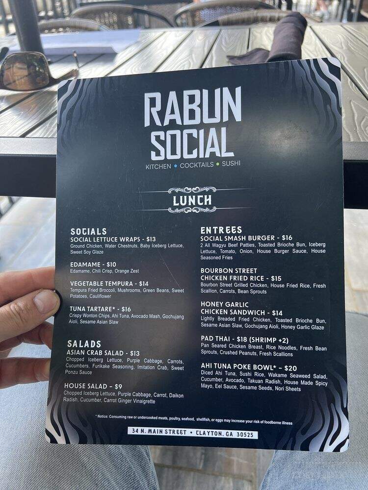Rabun Social - Clayton, GA menu_pic