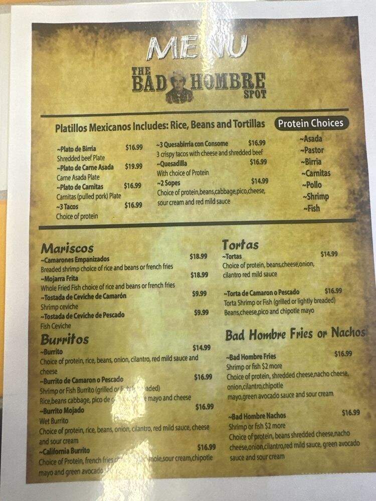 The Bad Hombre Spot - Hawthorne, CA menu_pic