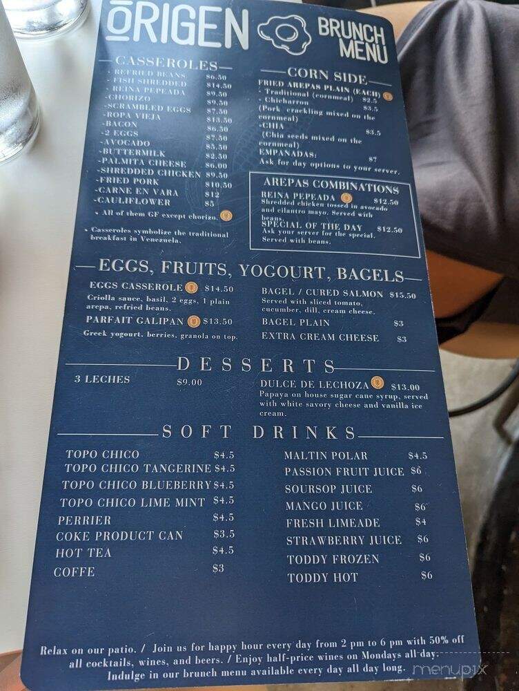 Origen Venezuelan Bistro - New Orleans, LA menu_pic