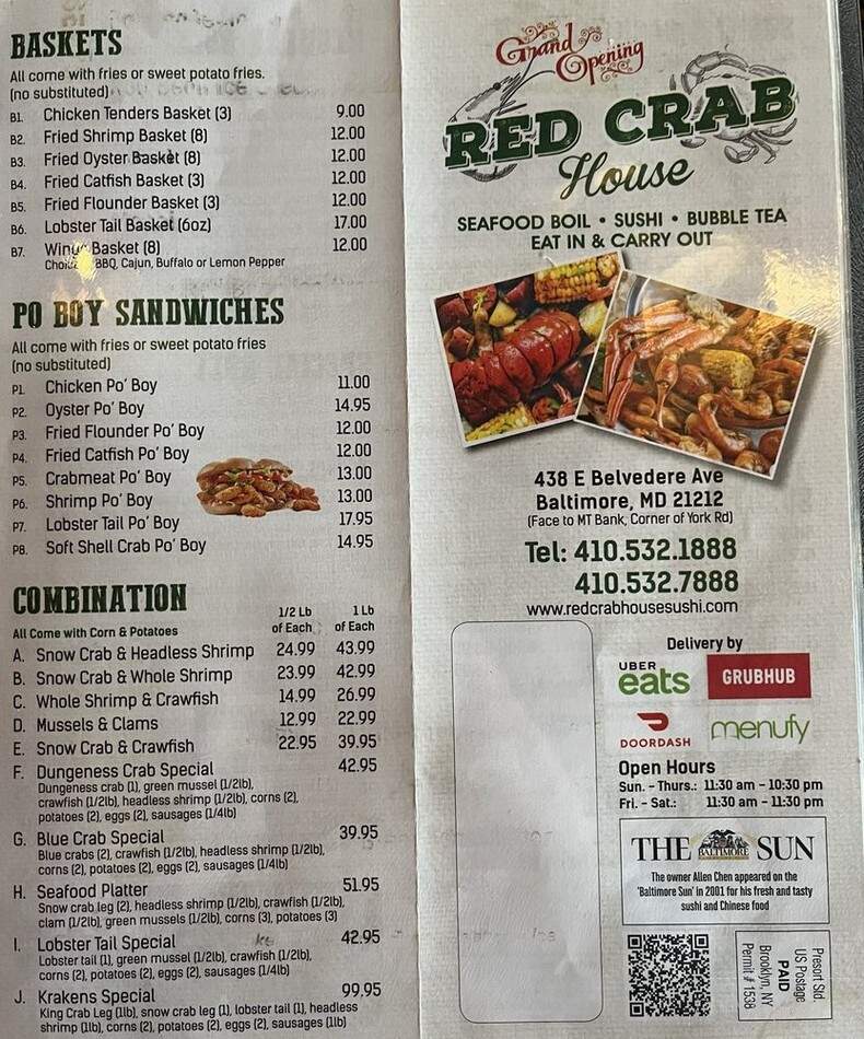 Red Crab House - Baltimore, MD menu_pic