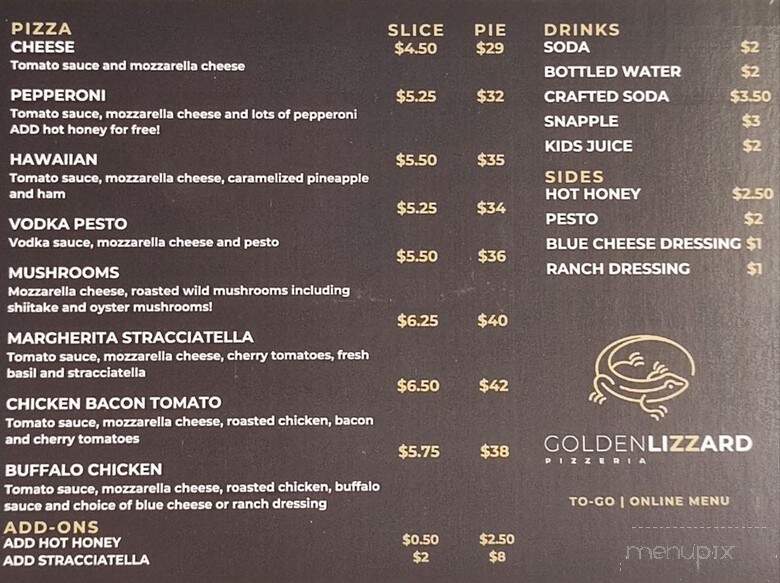 Golden Lizzard - Miami, FL menu_pic
