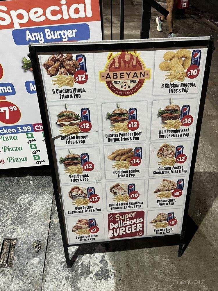 Abeyan Pizza and Grill - Toronto, ON menu_pic