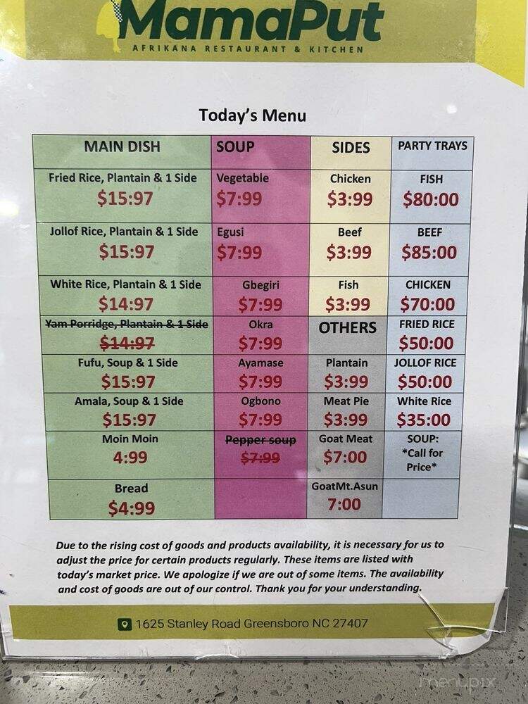 Mamaput Afrikana Restaurant & Kitchen - Greensboro, NC