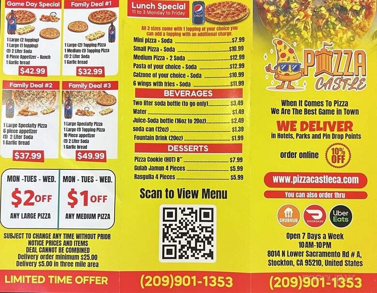 Pizza Castle - Stockton, CA menu_pic