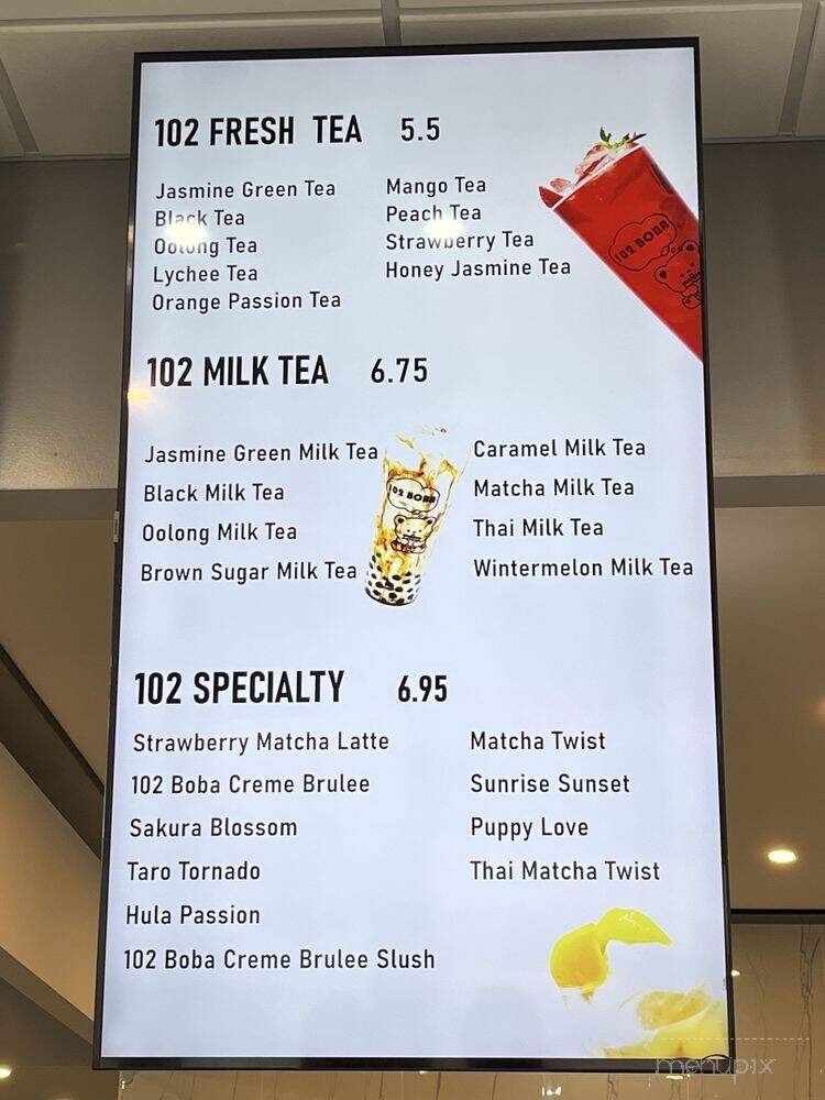 102 Boba - Brooklyn Center, MN menu_pic