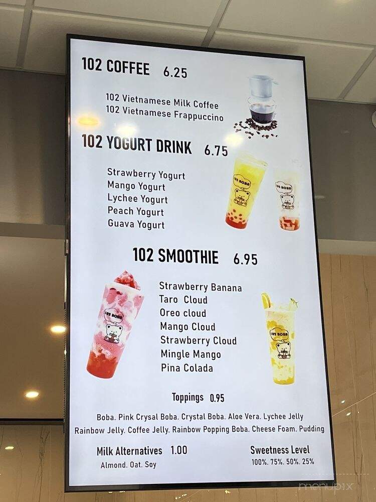 102 Boba - Brooklyn Center, MN menu_pic