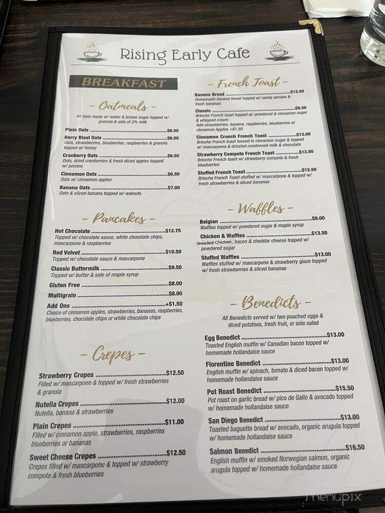 Rising Early Cafe - Schaumburg, IL menu_pic
