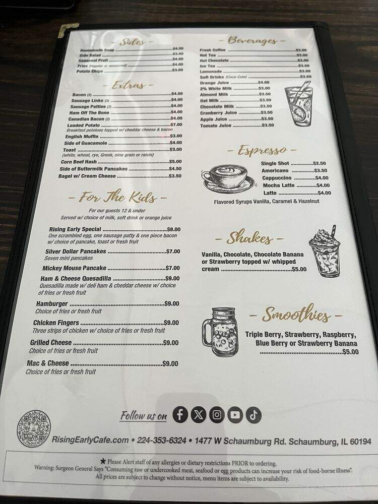 Rising Early Cafe - Schaumburg, IL menu_pic