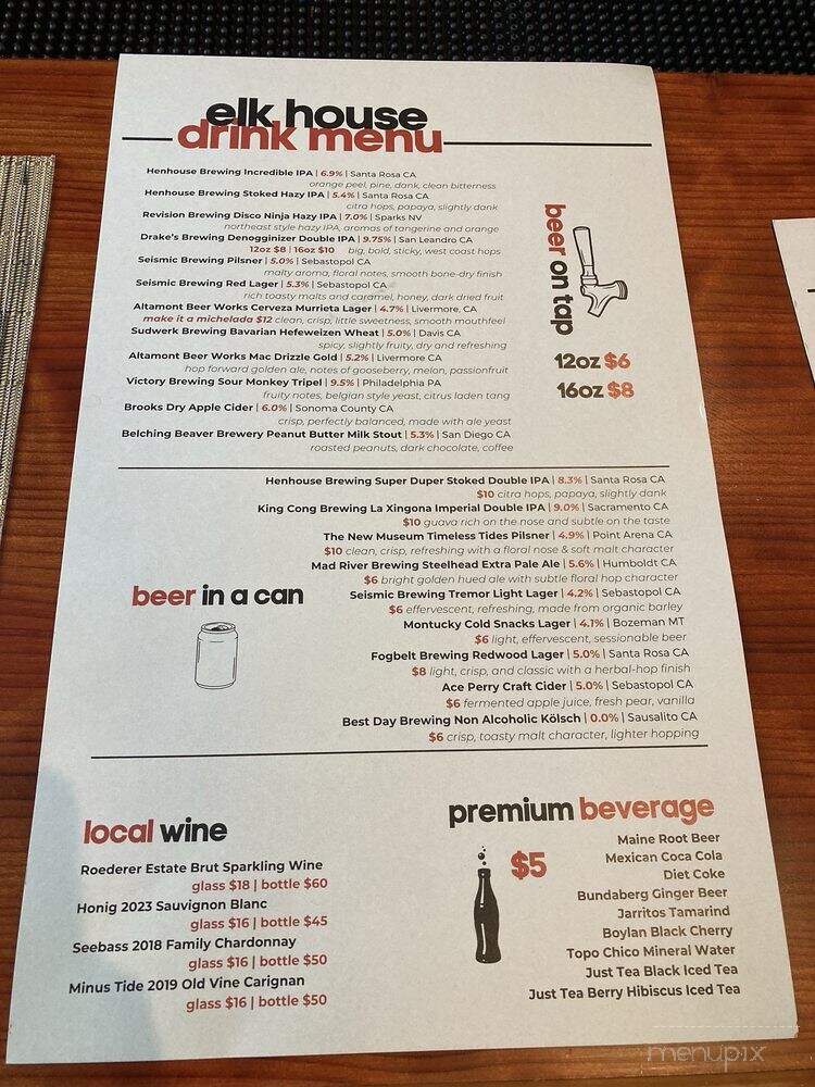 Elk House - Elk, CA menu_pic