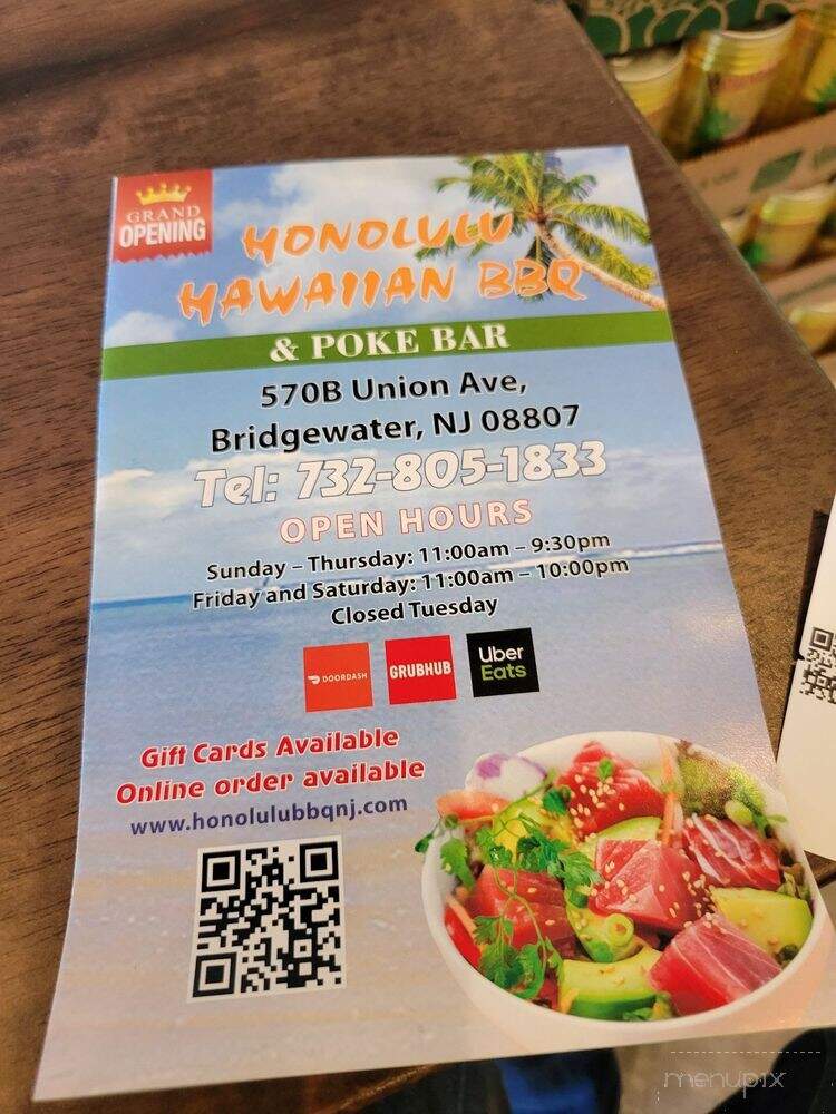 Honolulu Hawaiian BBQ & Poke Bar - Bridgewater, NJ menu_pic