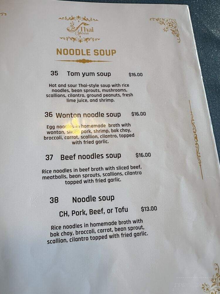 Thai Spoon - Orlando, FL menu_pic
