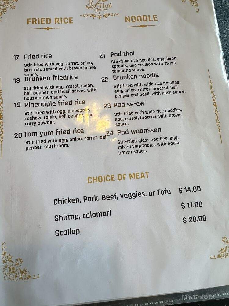 Thai Spoon - Orlando, FL menu_pic