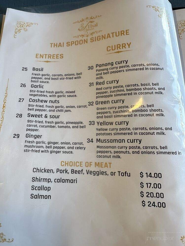 Thai Spoon - Orlando, FL menu_pic