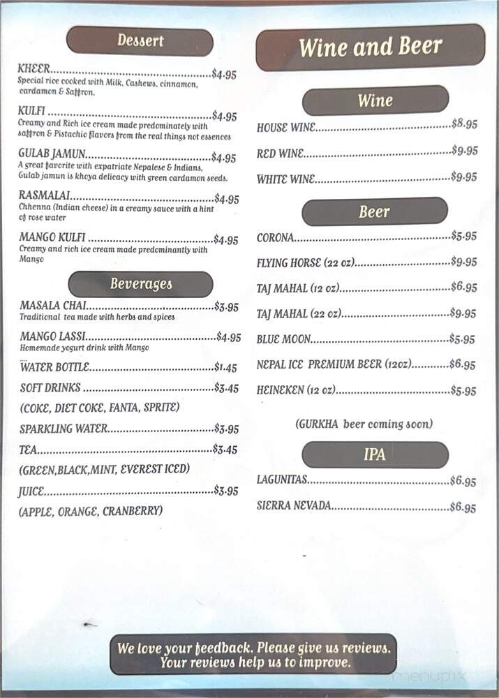 Everest Curry - Sacramento, CA menu_pic