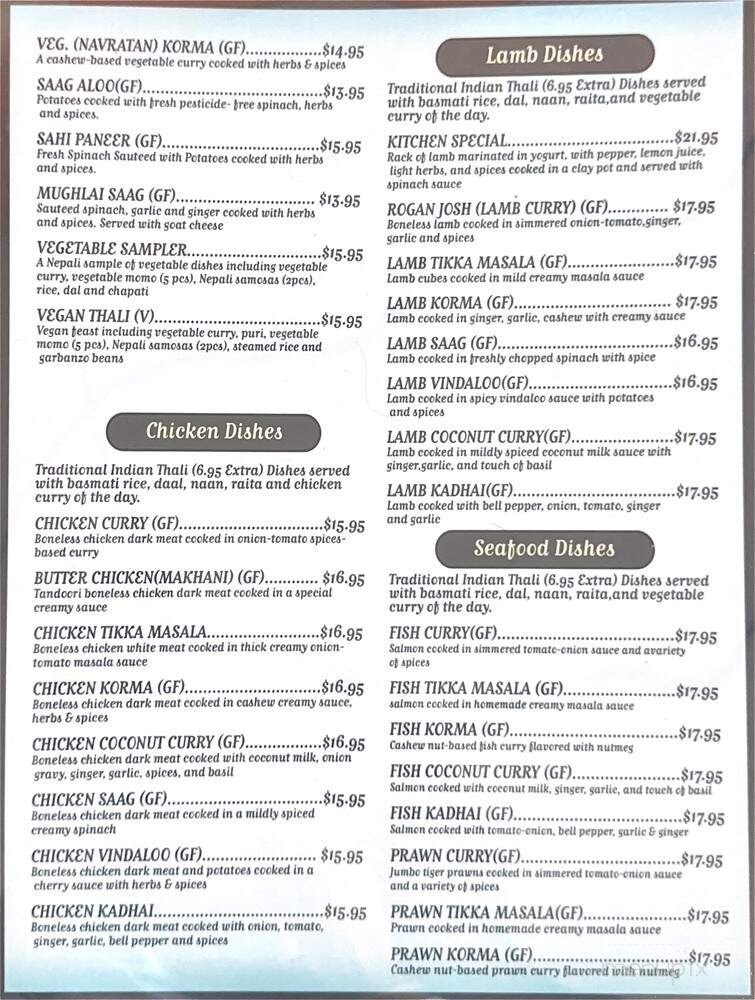 Everest Curry - Sacramento, CA menu_pic