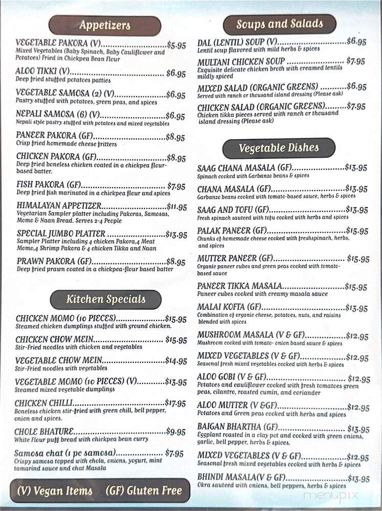 Everest Curry - Sacramento, CA menu_pic