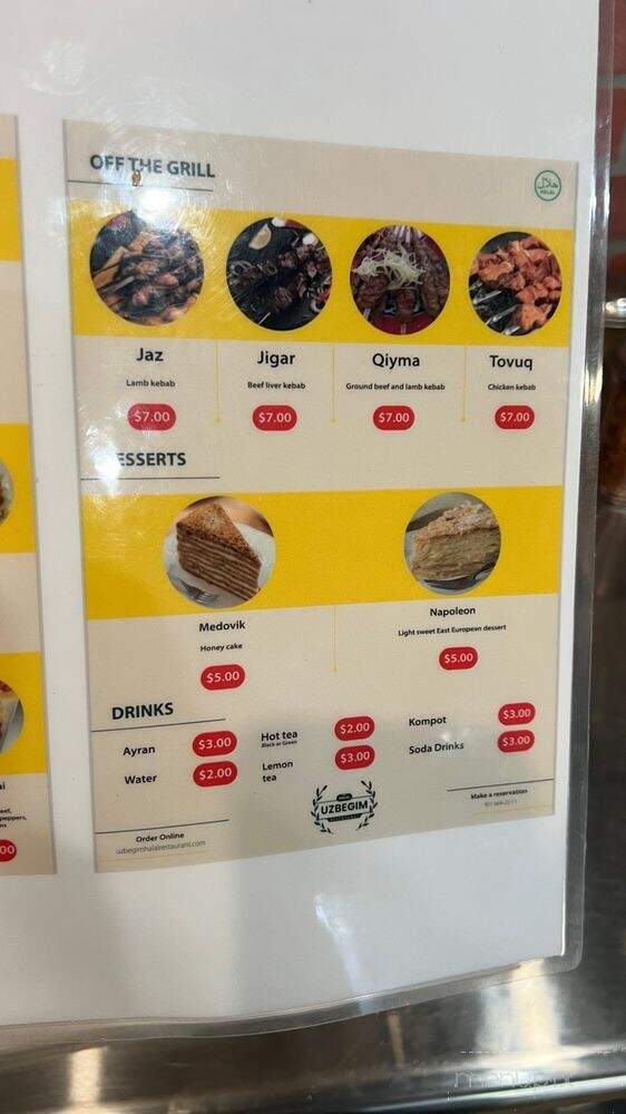 Uzbegim - Nashville, TN menu_pic