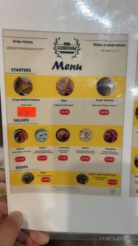 Uzbegim - Nashville, TN menu_pic