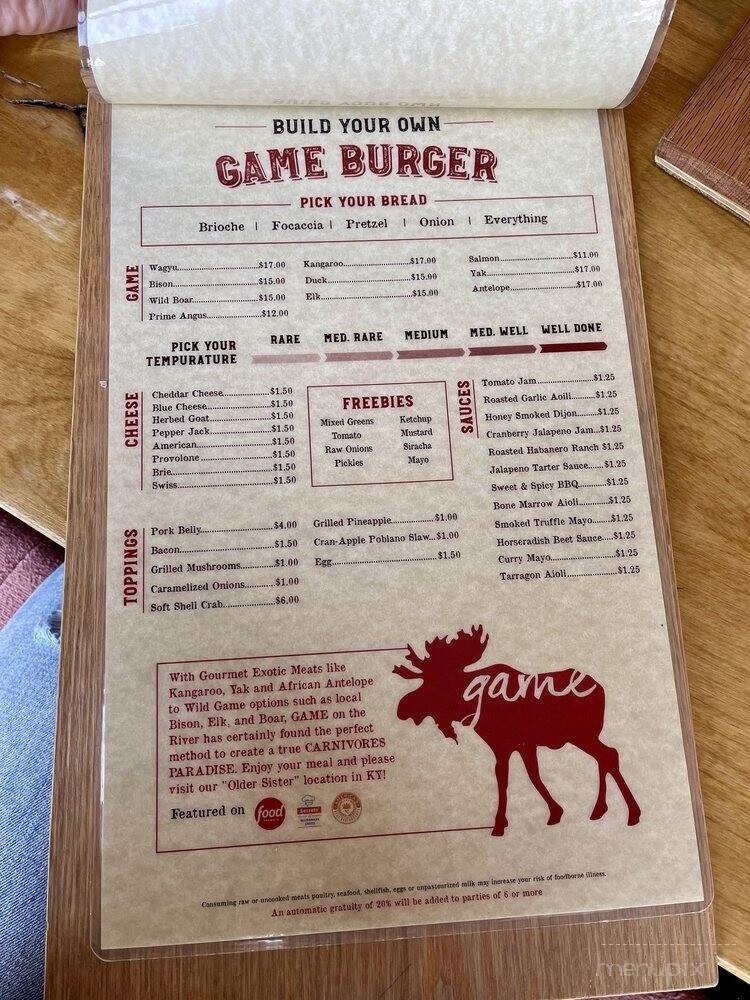 Game On the River - Jeffersonville, IN menu_pic