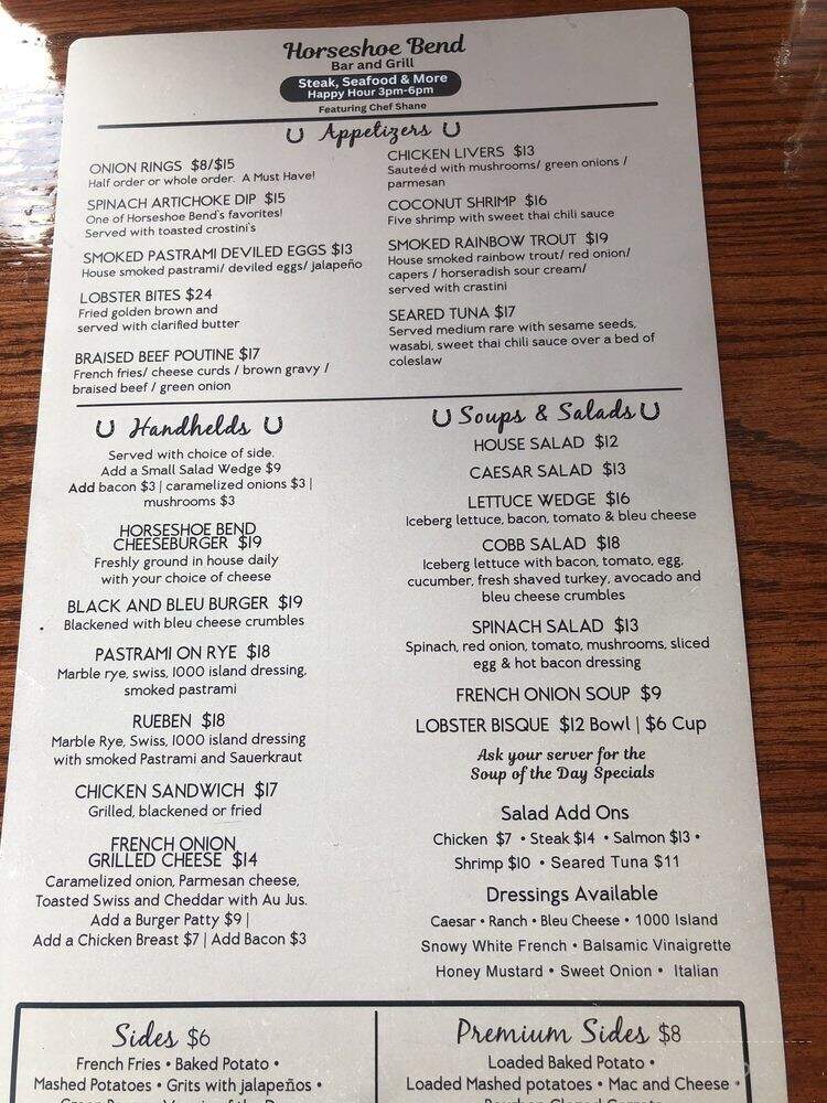 Horseshoe Bend Bar and Grill - Lake Ozark, MO menu_pic